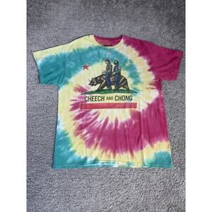 Cheech & Chong Shirt Mens L Multicolor Tie Dye Bear Graphic Crew Neck Tagless